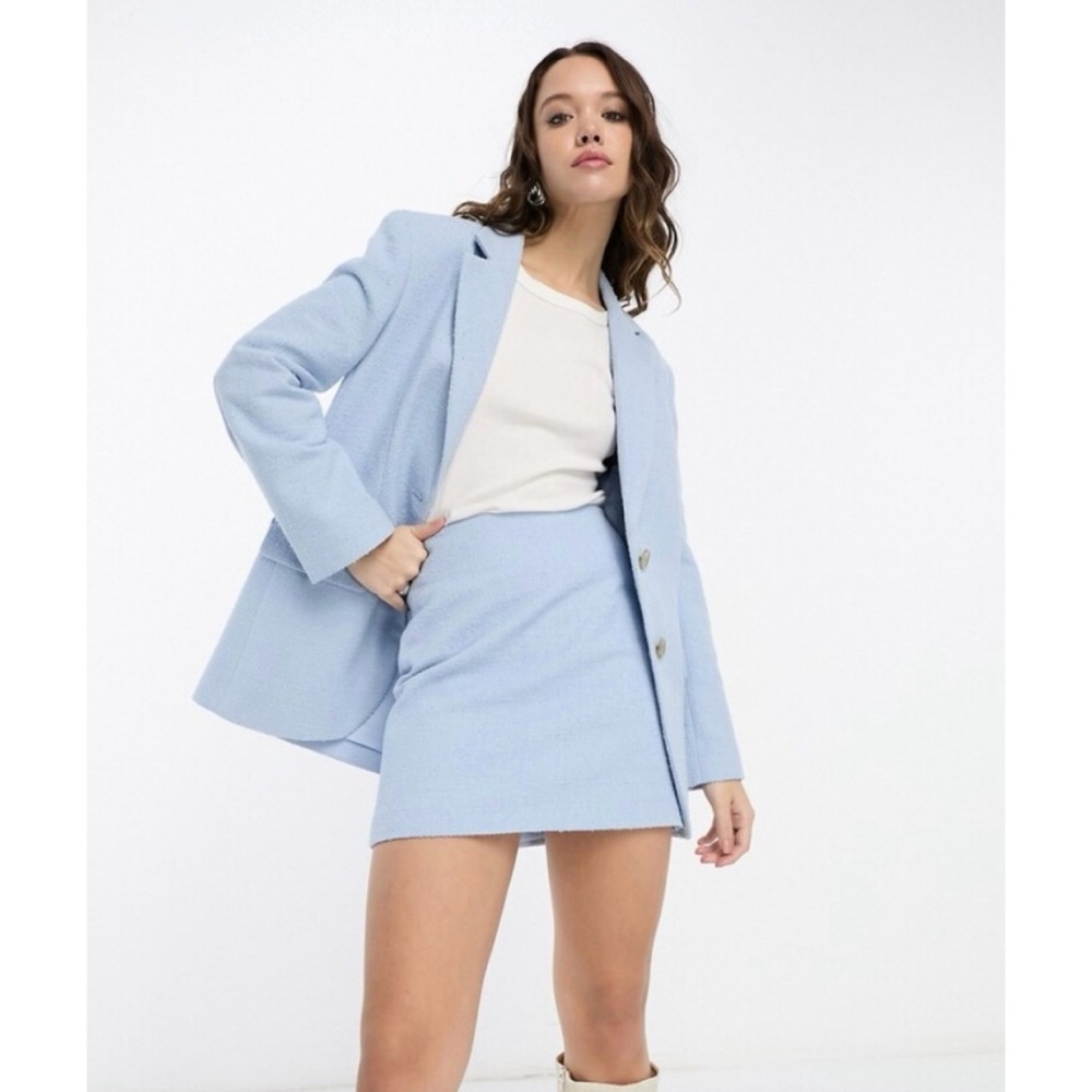 & Other Stories Light Blue Tweed Blazer